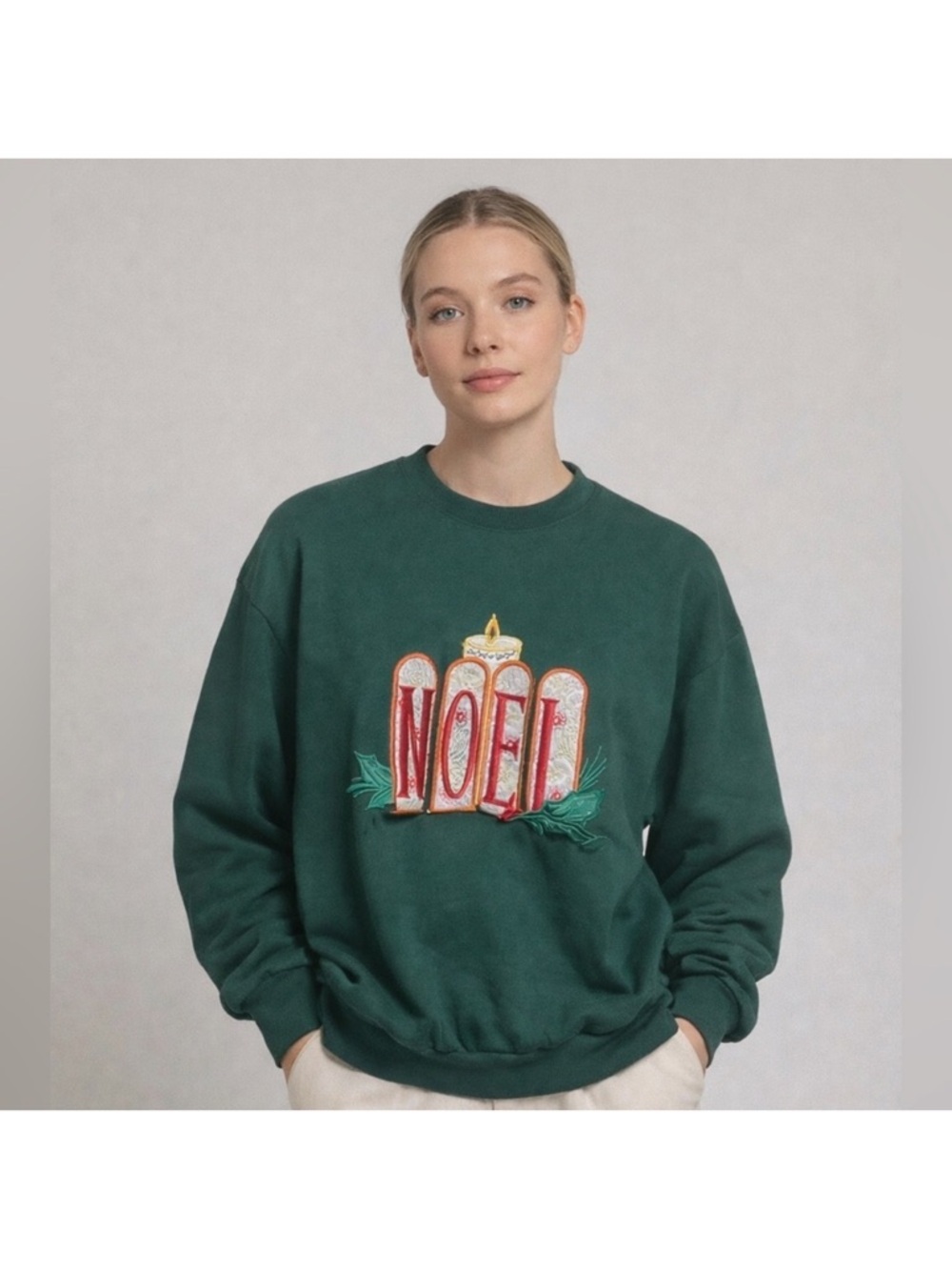 Noel Graphic Crewneck Sweatshirt - Forest Green